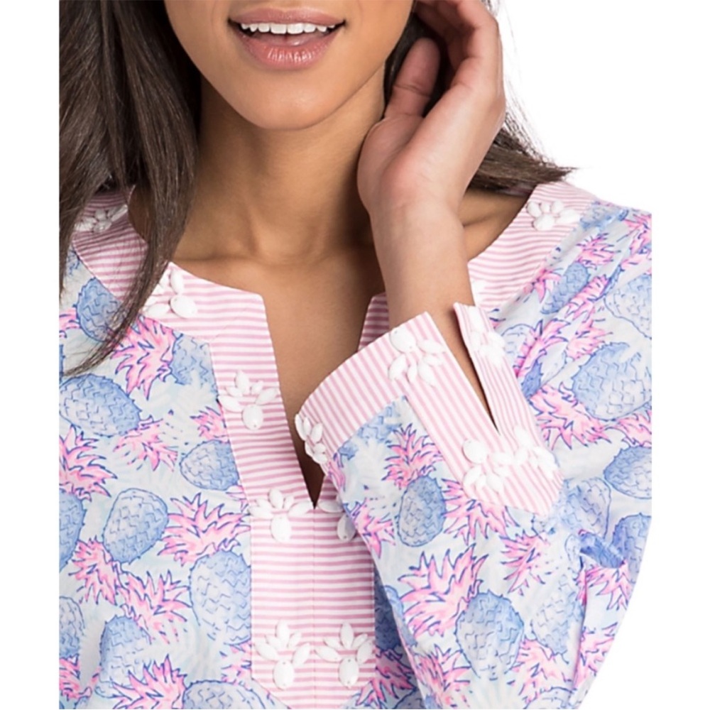 VINEYARD VINES XL Women's Cover Up Embellished Beading with Pineapple Print